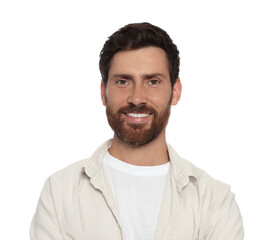 Obraz premium Portrait of handsome bearded man on white background