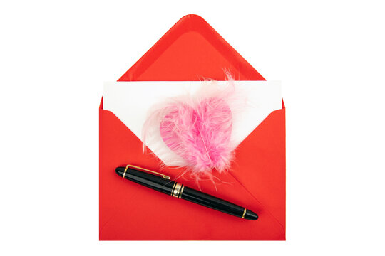 Red envelope with decorative Feather