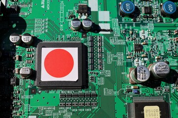 Semiconductor printed circuit board. Concept: Hinomaru semiconductor.
