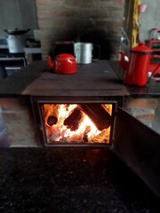 burning stove in the kitchen