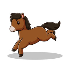 Cute Horse Cartoon Isolated On White Background. Horse Icon Concept. Flat Cartoon Style. Suitable for Web Landing Page, Banner, Flyer, Sticker, Card