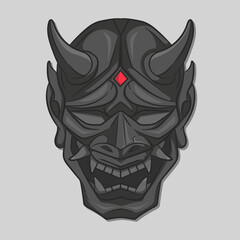 Black Oni mask vector illustration