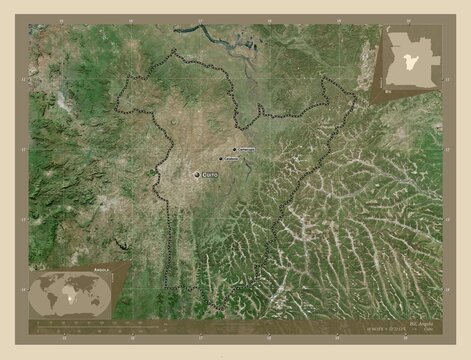 Bie, Angola. High-res satellite. Labelled points of cities