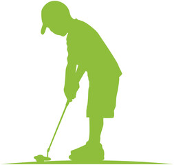 Golf kid player silhouette