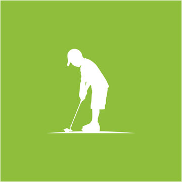 Golf kid player silhouette