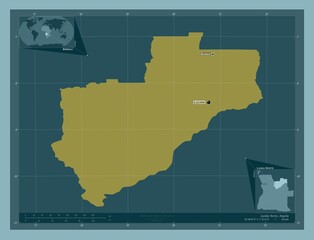 Lunda Norte, Angola. Solid. Labelled points of cities