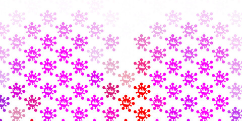 Light pink, red vector background with covid-19 symbols.