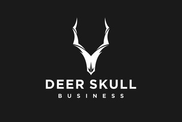 Antelop horn skull logo animal head deer antler stag icon symbol 