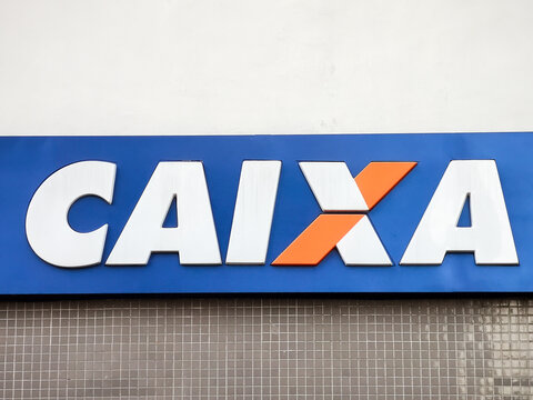 Facade of bank branch of Federal Savings Bank - CEF (In portuguese: Caixa Econmica Federal ), also known as CAIXA.
