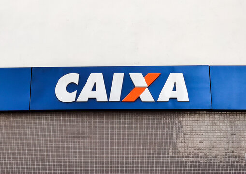Facade of bank branch of Federal Savings Bank - CEF (In portuguese: Caixa Econmica Federal ), also known as CAIXA.