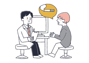 禁煙外来で医師に相談する男性　喫煙の誘惑に勝った人々