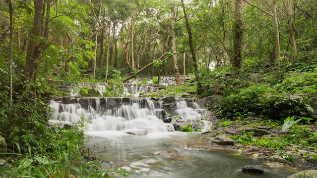 Waterfall in Namtok Samlan National Park. Beautiful nature at Saraburi province Thailand