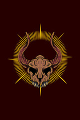 Monster dragon skull vector illustration
