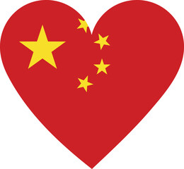 China flag in the shape of a heart.