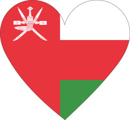 Oman flag in the shape of a heart.