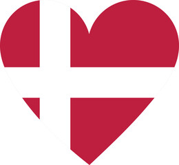 Denmark flag in the shape of a heart.