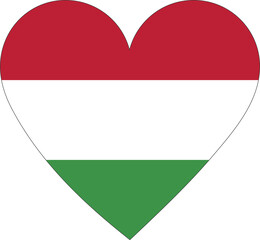 Hungary flag in the shape of a heart.