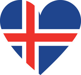 Obraz premium Iceland flag in the shape of a heart.