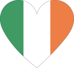 Ireland flag in the shape of a heart.