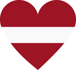 Latvia flag in the shape of a heart.