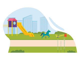Urban playground park for kids. Outside kids playground. SVG vector illustration	