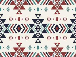 Ethnic geometric pattern. Vector southwest aztec geometric shape colorful seamless pattern background. Use for fabric, textile, ethnic interior decoration elements, upholstery, wrapping. - obrazy, fototapety, plakaty