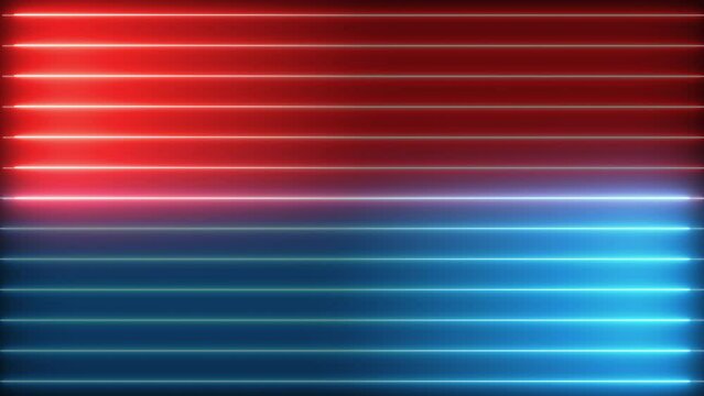 Neon glowing blue and red laser beam line background. Seamless looping