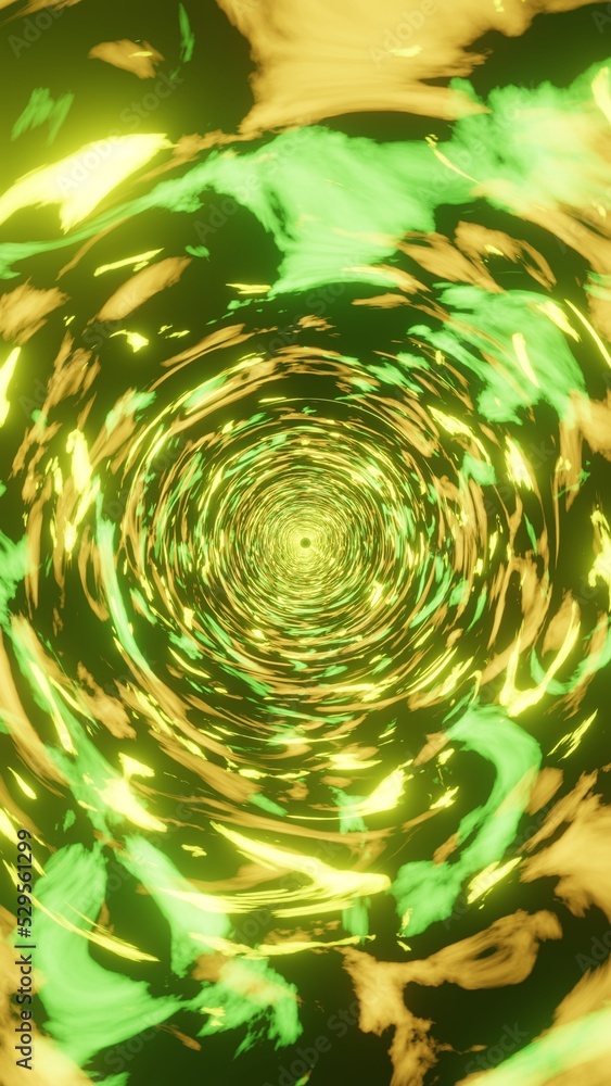 Fototapete illustration of abstract sci-fi colorful random patterns motion graphics in a circular shape.