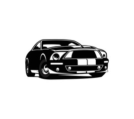 Cool American Muscle Car in black and white, monochrome, silhouette