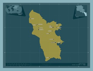 Syunik, Armenia. Solid. Labelled points of cities © Yarr65