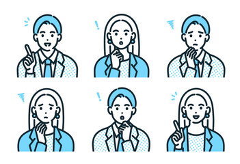 男性と女性、ビジネスパーソンのベクターイラストセット素材。