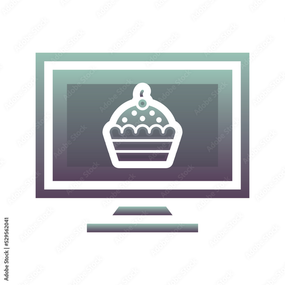 Poster cupcake monitor logo gradient design template icon element