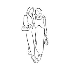 Woman pose line art style