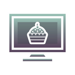 cupcake monitor logo gradient design template icon element