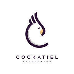 cockatiel bird logo with line art style © alexander 137