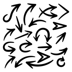 Hand drawn arrow vector icons set. sketch arrow design for business plan and education.