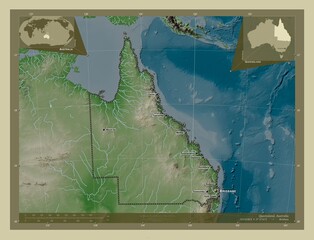 Queensland, Australia. Wiki. Labelled points of cities