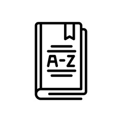 Black line icon for dictionaries
