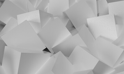 Wallpaper. White abstract polyhedra. 3d texture. Background.