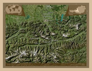 Salzburg, Austria. Low-res satellite. Labelled points of cities