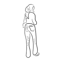 Woman pose line art style