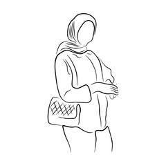 Woman pose line art style