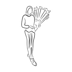 Woman pose line art style