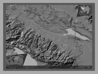 Ganja-Qazakh, Azerbaijan. Bilevel. Labelled points of cities