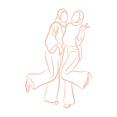 Woman pose line art style