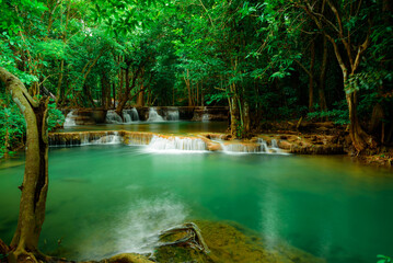 Huay Mae Kamin Waterfall, beautiful waterfall in Kanchanaburi, thailand