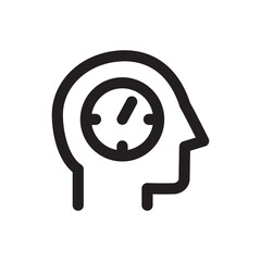 Human head icon, time, simple outline icon