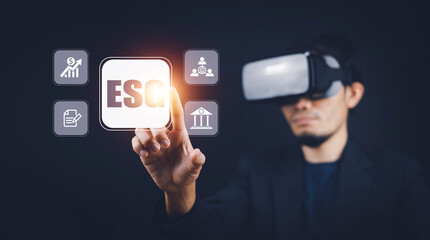 ESG concept, Man ESG icon for Environment Social and Governance, World sustainable environment concept.