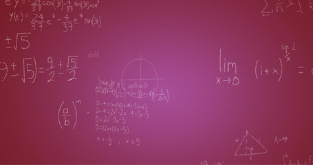 Image of handwritten mathematical formulae over purple background