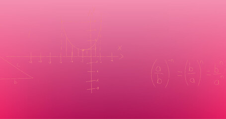 Naklejka premium Image of hand written mathematical formulae over pink background